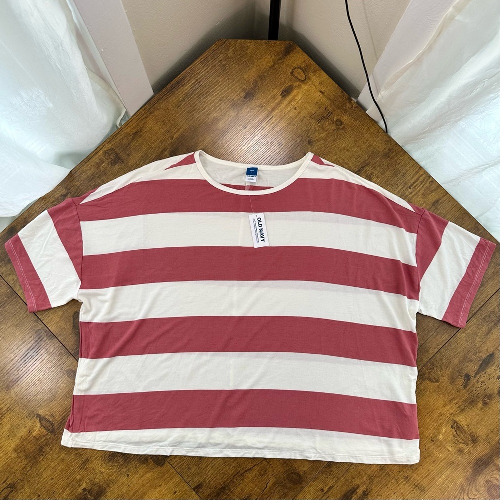 Old Navy Women's Luxe Oversized Crop T-Shirt, Striped Spice Girl, Small NWT - Picture 6 of 11